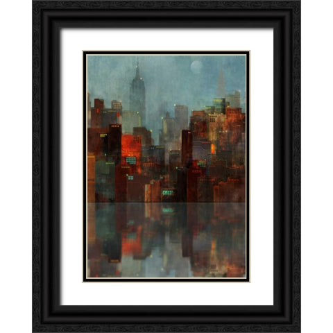 Blue New York Black Ornate Wood Framed Art Print with Double Matting by Roko, Ken