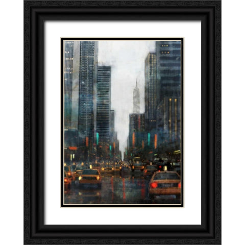 New York After Hours-Square Black Ornate Wood Framed Art Print with Double Matting by Roko, Ken