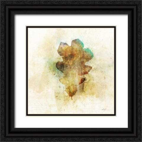 Falling Oak Leaf Black Ornate Wood Framed Art Print with Double Matting by Roko, Ken