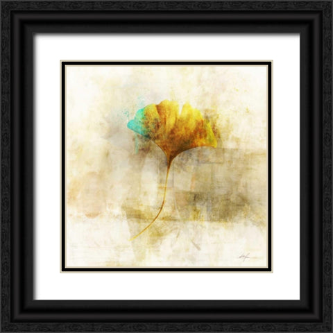 Falling Ginko Leaf Black Ornate Wood Framed Art Print with Double Matting by Roko, Ken