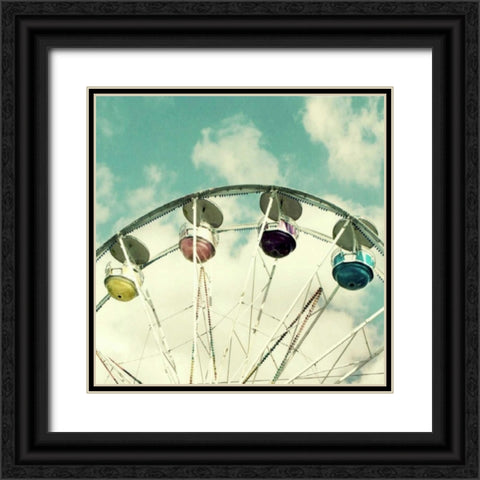 Retro Farris Wheel Black Ornate Wood Framed Art Print with Double Matting by Dvorak, Vicki