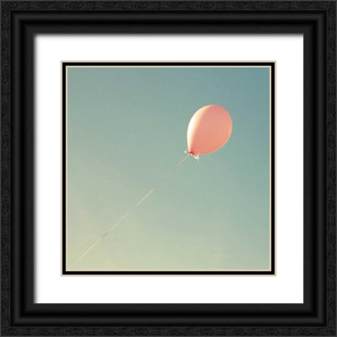 Pink Balloon Black Ornate Wood Framed Art Print with Double Matting by Dvorak, Vicki