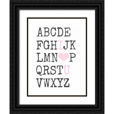 Love You Text Black Ornate Wood Framed Art Print with Double Matting by Dvorak, Vicki