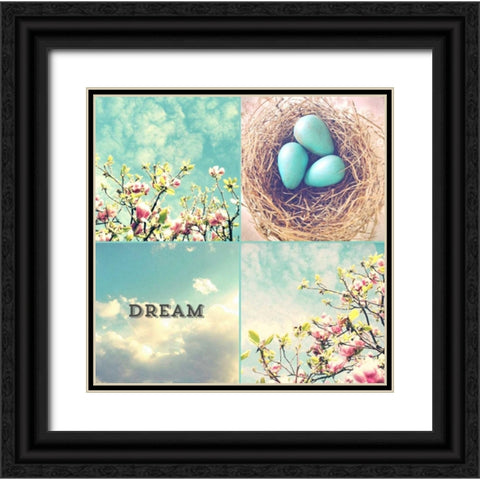 Blue Eggs Pink Blossoms Dream Black Ornate Wood Framed Art Print with Double Matting by Dvorak, Vicki