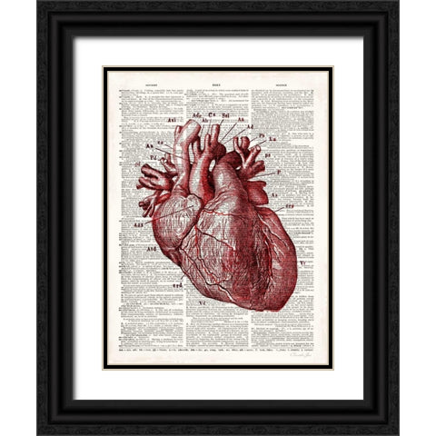 Vintage Anatomy Heart Black Ornate Wood Framed Art Print with Double Matting by James, Christopher