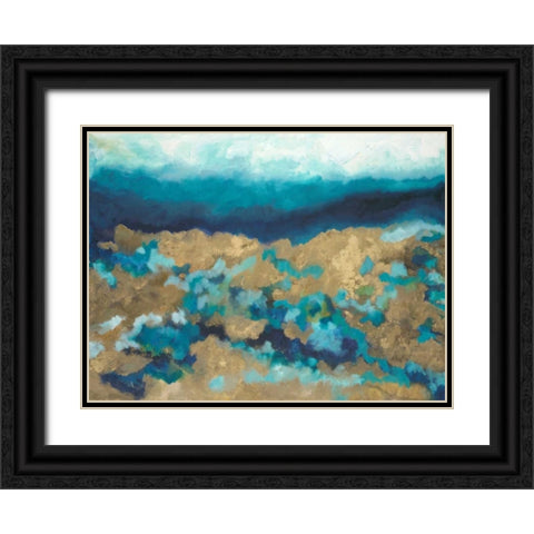 Shades of Blue Black Ornate Wood Framed Art Print with Double Matting by Hutton