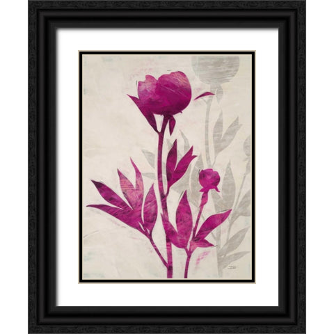 First Peony 2 Black Ornate Wood Framed Art Print with Double Matting by IVO