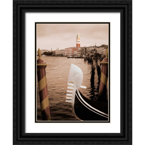 Grand Canal Gondola Black Ornate Wood Framed Art Print with Double Matting by Greenwood, Michael
