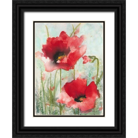 Field Poppies 1 Black Ornate Wood Framed Art Print with Double Matting by Johannesson, Karin