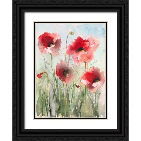 Field Poppies 2 Black Ornate Wood Framed Art Print with Double Matting by Johannesson, Karin