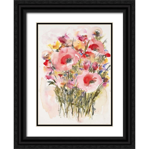 Karins Garden 4 Black Ornate Wood Framed Art Print with Double Matting by Johannesson, Karin