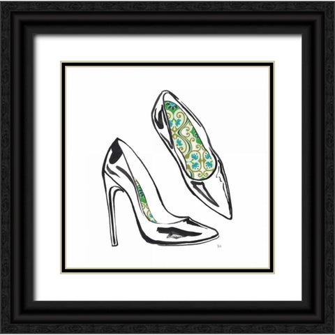 Vintage Designer Shoes Black Ornate Wood Framed Art Print with Double Matting by Sunflowerman