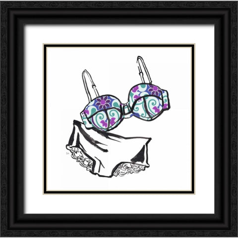 Vintage Lingerie Black Ornate Wood Framed Art Print with Double Matting by Sunflowerman