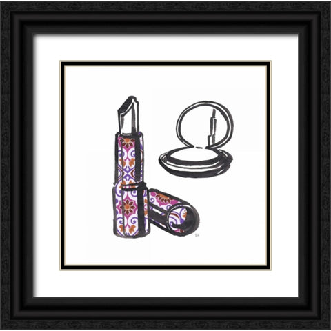 Vintage Glamour Girl Black Ornate Wood Framed Art Print with Double Matting by Sunflowerman