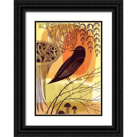 Doodle Bird 1 Black Ornate Wood Framed Art Print with Double Matting by Faust, Richard