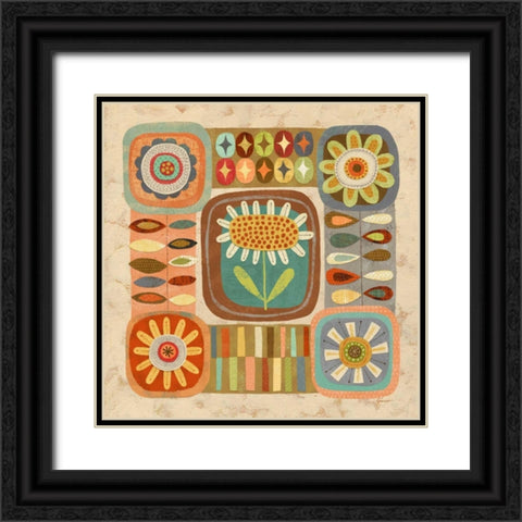 Floral Retro 2 Black Ornate Wood Framed Art Print with Double Matting by Faust, Richard