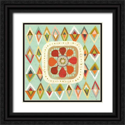 Floral Retro 3 Squared Black Ornate Wood Framed Art Print with Double Matting by Faust, Richard