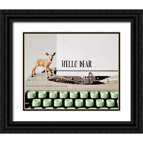 Hello Dear Typewriter Black Ornate Wood Framed Art Print with Double Matting by Susannah Tucker Photography