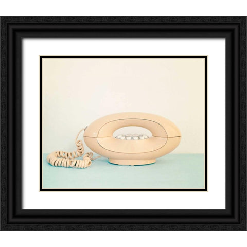 Back In Time Pink Phone Black Ornate Wood Framed Art Print with Double Matting by Susannah Tucker Photography