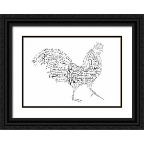 As The French Say-Rooster Black Ornate Wood Framed Art Print with Double Matting by De Lauzun, Marion