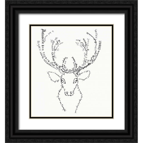 French Stag Black Ornate Wood Framed Art Print with Double Matting by De Lauzun, Marion