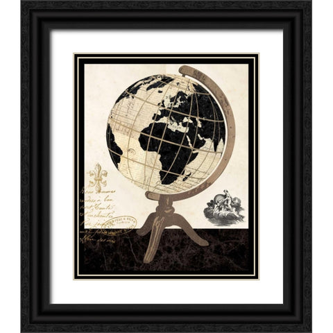 Vintage French Globe Black Ornate Wood Framed Art Print with Double Matting by Ross, Devon