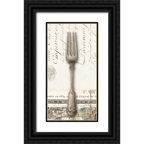 French Cuisine Fork Black Ornate Wood Framed Art Print with Double Matting by Ross, Devon