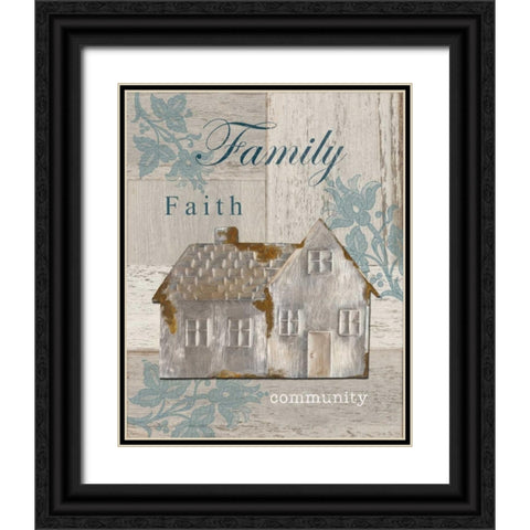 Family - Faith - Community Black Ornate Wood Framed Art Print with Double Matting by Appleman, Sam