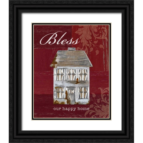 Bless Our Happy Home Black Ornate Wood Framed Art Print with Double Matting by Appleman, Sam