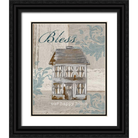 Bless Our Happy Home Black Ornate Wood Framed Art Print with Double Matting by Appleman, Sam