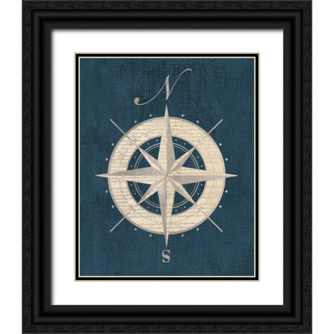 Compass Rose Black Ornate Wood Framed Art Print with Double Matting by Appleman, Sam