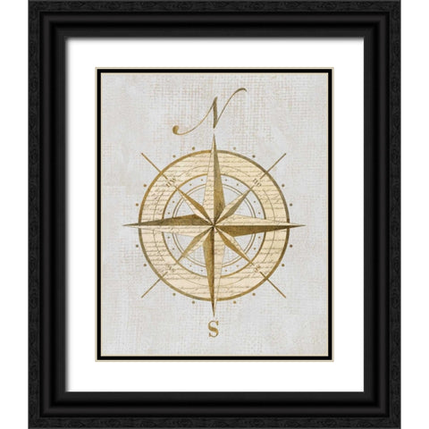 Compass Rose Black Ornate Wood Framed Art Print with Double Matting by Appleman, Sam