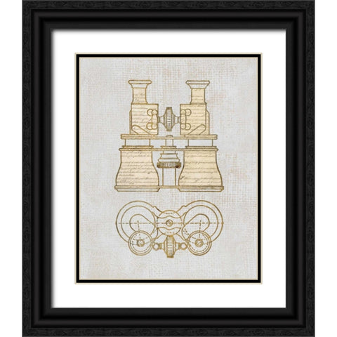 Antique Binoculars Black Ornate Wood Framed Art Print with Double Matting by Appleman, Sam