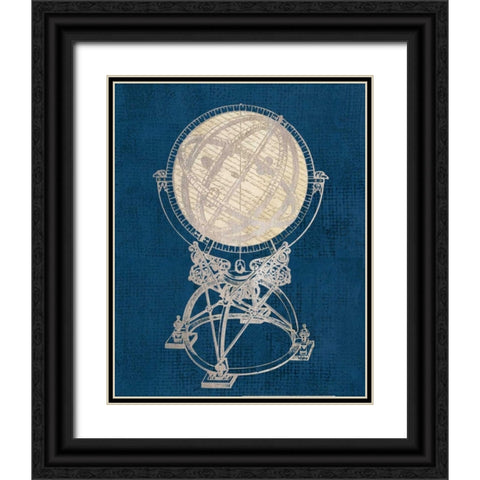 Old World Globe Coastal Blue Black Ornate Wood Framed Art Print with Double Matting by Appleman, Sam