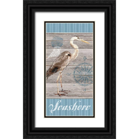 Seashore Heron Black Ornate Wood Framed Art Print with Double Matting by Appleman, Sam