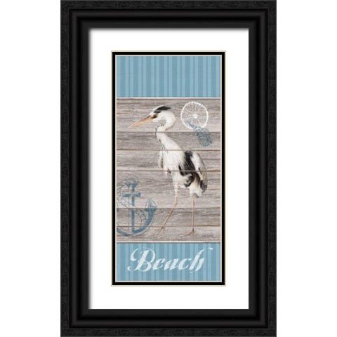 Beach Heron Black Ornate Wood Framed Art Print with Double Matting by Appleman, Sam