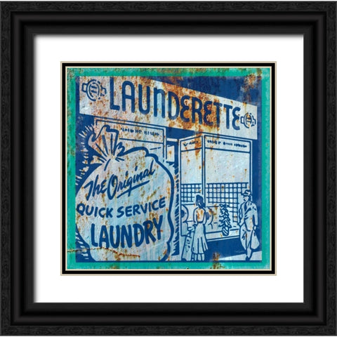 Launderette Black Ornate Wood Framed Art Print with Double Matting by Appleman, Sam