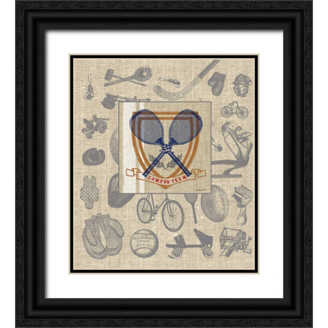 Campus Tennis Team Detail Black Ornate Wood Framed Art Print with Double Matting by Appleman, Sam