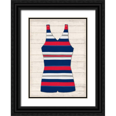 Vintage Swim Suit - Blue and Red 1 Black Ornate Wood Framed Art Print with Double Matting by Appleman, Sam