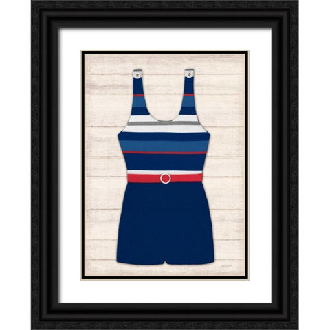 Vintage Swim Suit - Blue and Red 2 Black Ornate Wood Framed Art Print with Double Matting by Appleman, Sam