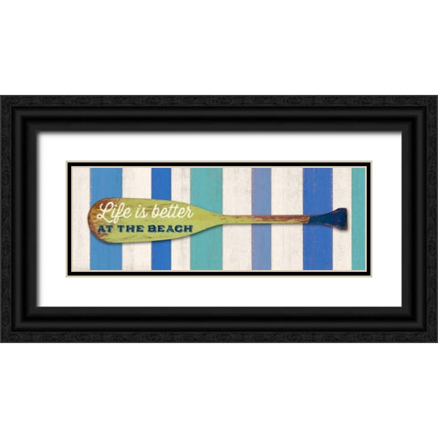 Life Is BetterAt The Beach Black Ornate Wood Framed Art Print with Double Matting by Appleman, Sam