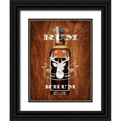 Rum Drinker Wood Sign Black Ornate Wood Framed Art Print with Double Matting by Appleman, Sam