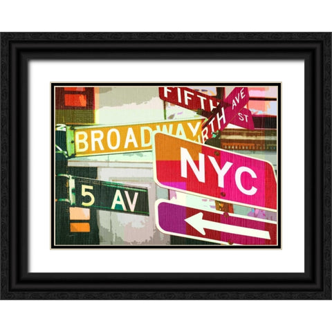 Broadway and Fifth Ave. Black Ornate Wood Framed Art Print with Double Matting by Taylor, Evangeline