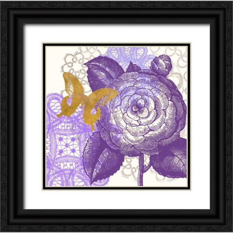 Lace Butterfly 2 Black Ornate Wood Framed Art Print with Double Matting by Taylor, Evangeline