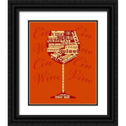 Wine Words Glass Black Ornate Wood Framed Art Print with Double Matting by Taylor, Evangeline