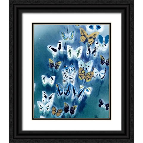Bouquet Of Butterflies Black Ornate Wood Framed Art Print with Double Matting by Taylor, Evangeline