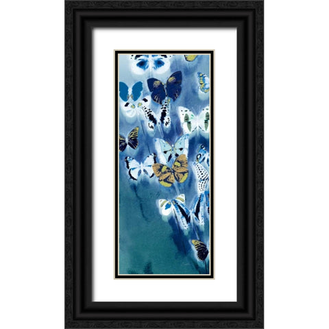 Morccan Blue Butterflies 2 Black Ornate Wood Framed Art Print with Double Matting by Taylor, Evangeline