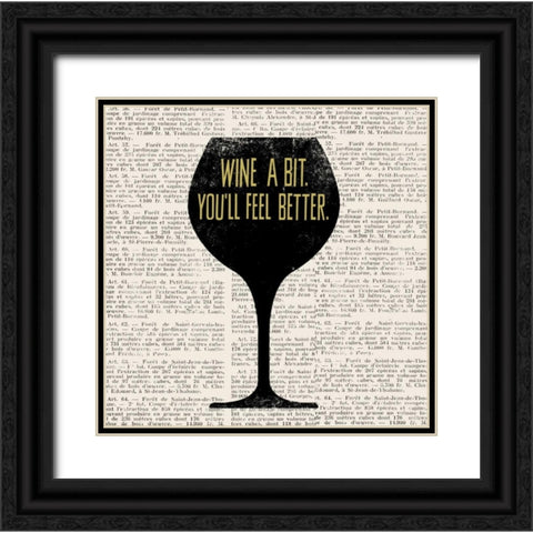 Wine Lino Print 1 Black Ornate Wood Framed Art Print with Double Matting by Taylor, Evangeline