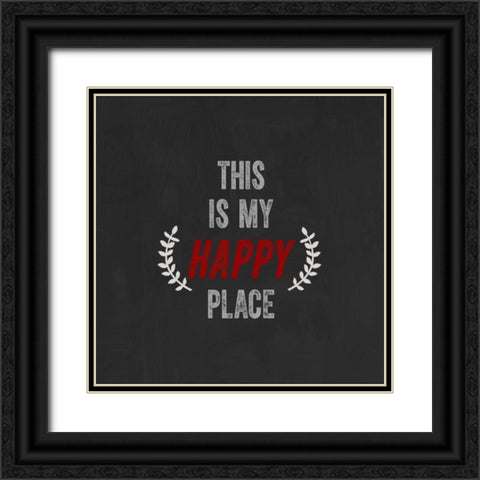 This Is My Happy Place Black Ornate Wood Framed Art Print with Double Matting by Taylor, Evangeline