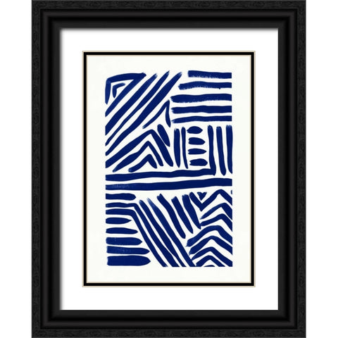 Indigo Lines Black Ornate Wood Framed Art Print with Double Matting by Taylor, Evangeline